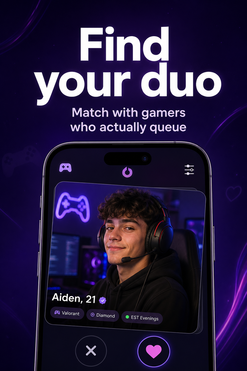 Find your duo — match with gamers who actually queue