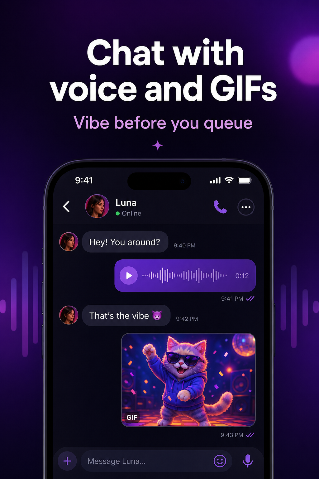 Chat with voice and GIFs